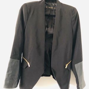 Black Zara blazer with leather sleeves